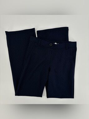 Betabrand Women’s Dress Pant Yoga Pant Bootcut Printed Navy Blue XS Petite